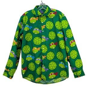 Suitmeister Teenage Mutant Ninja Turtles Mens Green Long Sleeve Button Up Large?